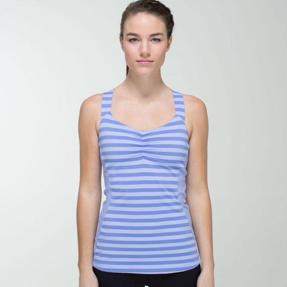 Lululemon Core Kicker Tank Cross Open Back Lavender Stripe Size 4